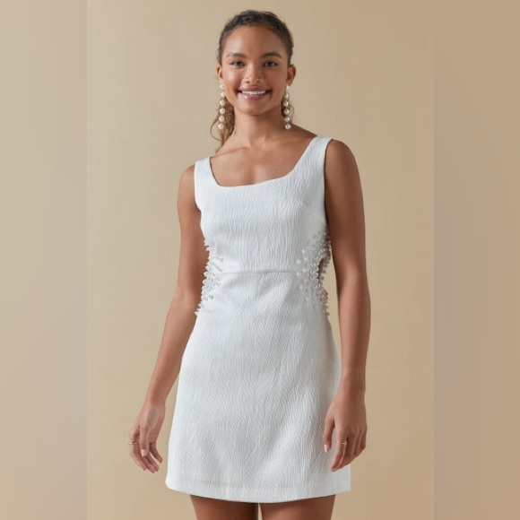 Pearl Side Cutout Sheath Mini Dress - Picture 3 of 5